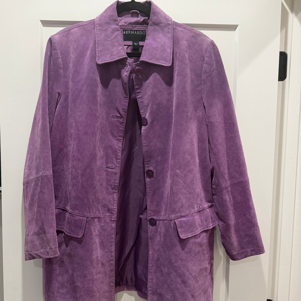 Classic Luxe Bernardo Genuine Suede Leather Jacket Women's Large Purple